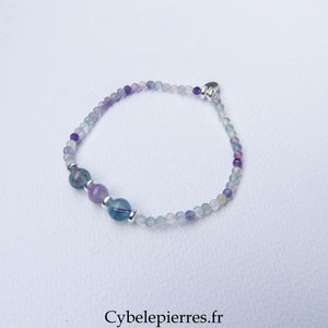 Bracelet Duo Signature – Fluorite & Améthyste (6 mm) – 18 cm - Cybele Pierres