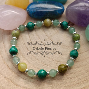 Bracelet Enchanteur - Malachite, Opale verte et Aventurine verte (6 et 8mm) - 19cm - Cybele Pierres