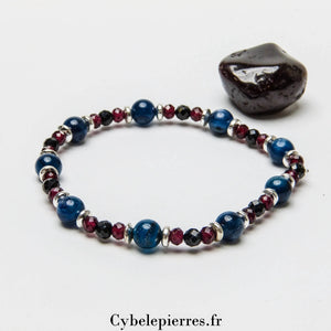 Bracelet Flamme Étoilée - Grenat, spinelle et Cyanite (6 et 3mm) - 18cm - Cybele Pierres