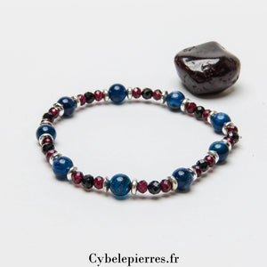 Bracelet Flamme Étoilée - Grenat, spinelle et Cyanite (6 et 3mm) - 18cm - Cybele Pierres