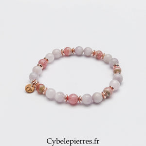 Bracelet Hathor - Kunzite extra et Rhodochrosite (4 et 6mm) - 17cm | Apaisement et Estime de Soi - Cybele Pierres