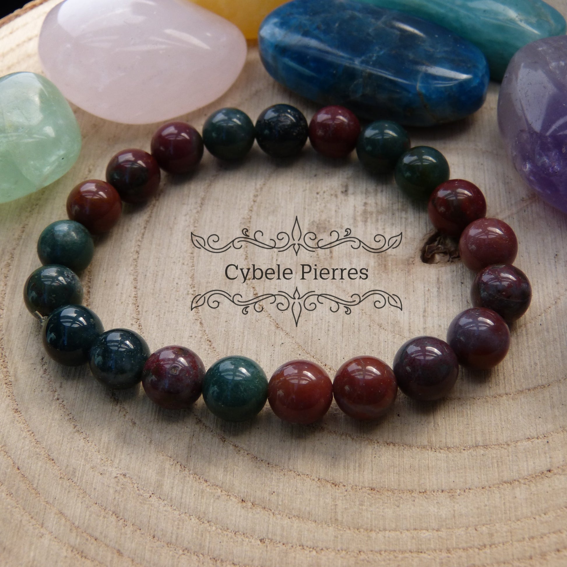 Bracelet Héliotrope (8mm) - 18cm - Cybele Pierres