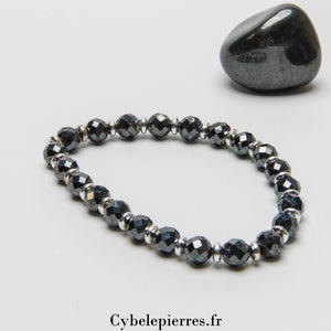 Bracelet Hématite facettée (6mm) - 18cm | Force et Ancrage - Cybele Pierres