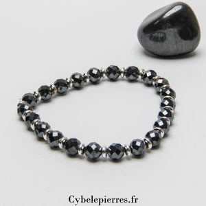 Bracelet Hématite facettée (6mm) - 18cm | Force et Ancrage - Cybele Pierres