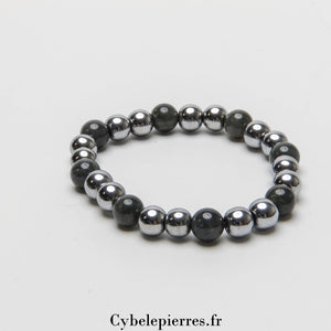Bracelet Hématite teintée et Labradorite (8mm) – 18cm | Protection et Énergie - Cybele Pierres