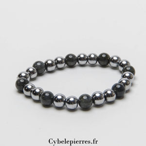 Bracelet Hématite teintée et Labradorite (8mm) – 18cm | Protection et Énergie - Cybele Pierres