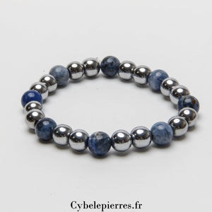 Bracelet Hématite teintée et Sodalite (8mm) - 18cm - Cybele Pierres