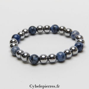 Bracelet Hématite teintée et Sodalite (8mm) - 18cm - Cybele Pierres