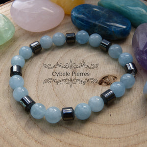 Bracelet Homme - Aigue - marine (8mm) - 19cm - Cybele Pierres
