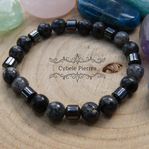 Bracelet Homme - Larvikite (8mm) - 19cm - Cybele Pierres