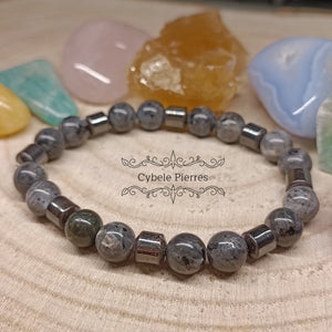 Bracelet Homme - Larvikite (8mm) - 19cm - Cybele Pierres