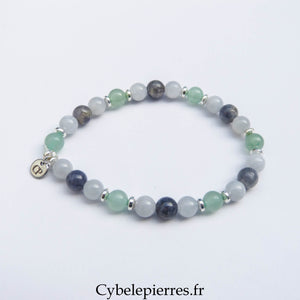 Bracelet Iolite, Aventurine Verte & Aigue - Marine (6 mm) – 18 cm | Clarté & Élan - Cybele Pierres