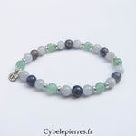 Bracelet Iolite, Aventurine Verte & Aigue - Marine (6 mm) – 18 cm | Clarté & Élan - Cybele Pierres