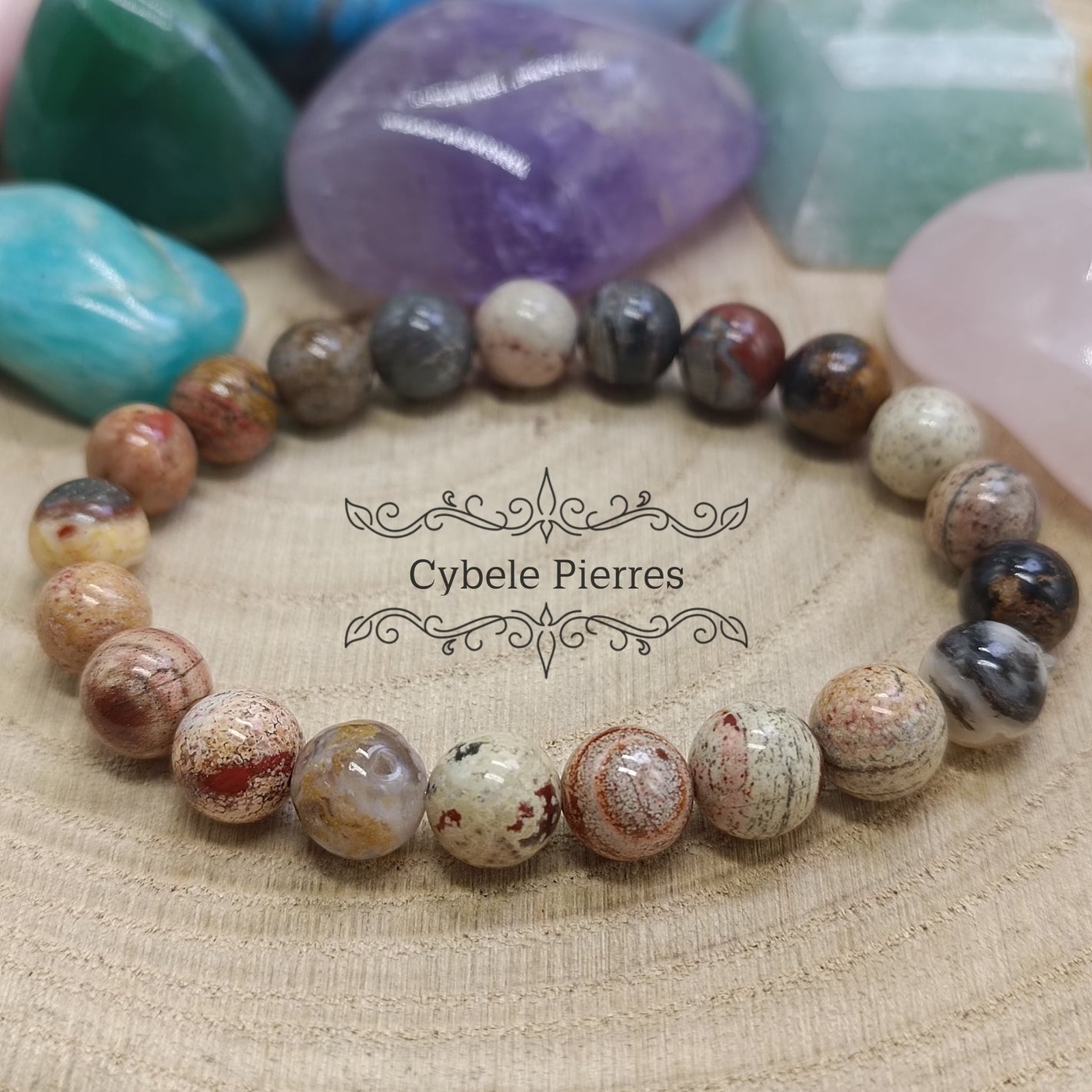 Bracelet Jaspe paysage (8mm) - 18cm - Cybele Pierres