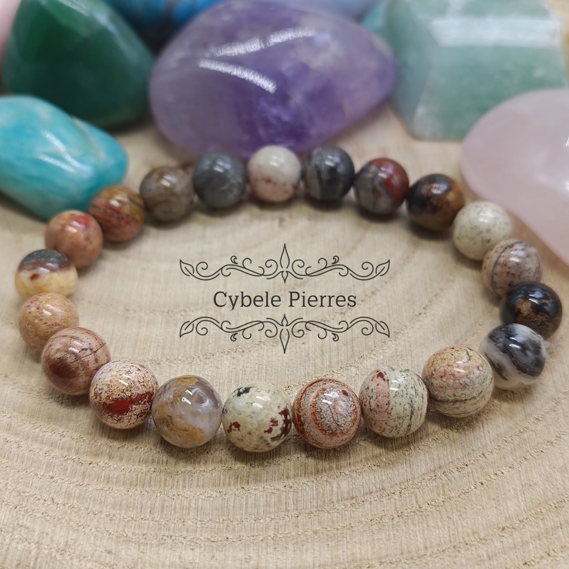 Bracelet Jaspe paysage (8mm) - 18cm - Cybele Pierres
