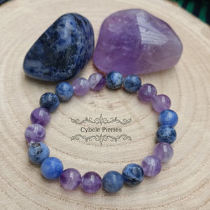 Bracelet "Je respire" - Améthyste & Sodalite (8mm) - 17cm - Cybele Pierres