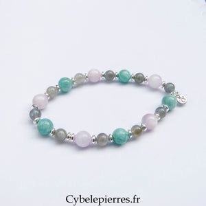 Bracelet Kunzite, Amazonite et Labradorite (6 et 8 mm) – 19 cm | Apaisement & Intuition - Cybele Pierres
