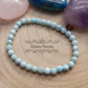 Bracelet Larimar (Pectolite bleue) (5mm) - 17cm - Cybele Pierres
