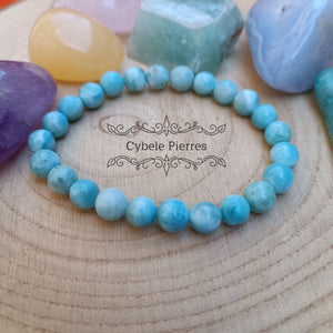 Bracelet Larimar (Pectolite bleue) (6mm) - 17cm - Cybele Pierres