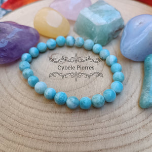 Bracelet Larimar (Pectolite bleue) (6mm) - 17cm - Cybele Pierres