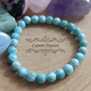 Bracelet Larimar (Pectolite bleue) (7mm) - 17cm - Cybele Pierres