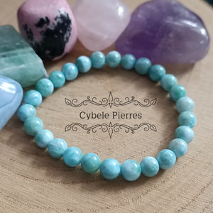 Bracelet Larimar (Pectolite bleue) (7mm) - 17cm - Cybele Pierres