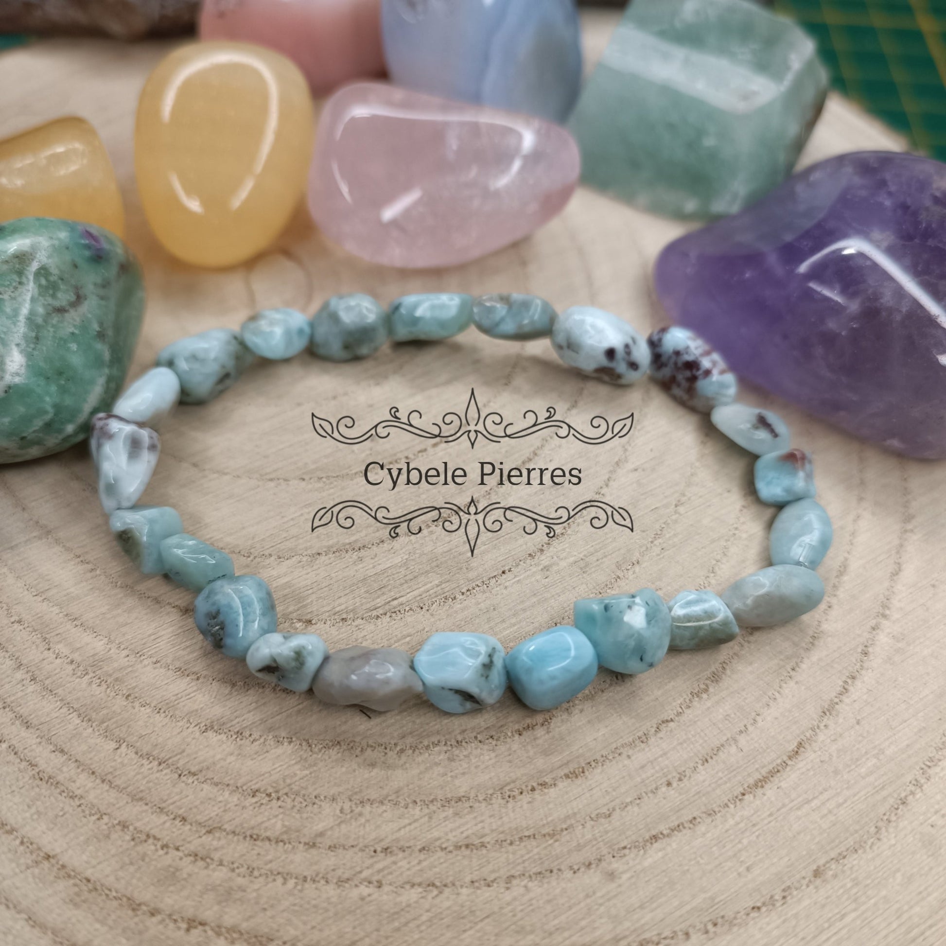 Bracelet Larimar (Pectolite bleue) (8mm) - 17cm - Cybele Pierres