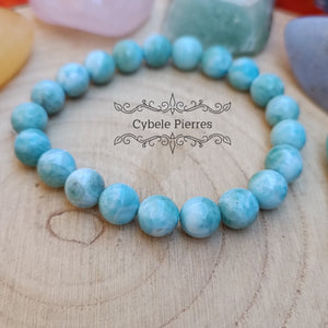 Bracelet Larimar (Pectolite bleue) (9mm) - 18cm et 19cm - Cybele Pierres