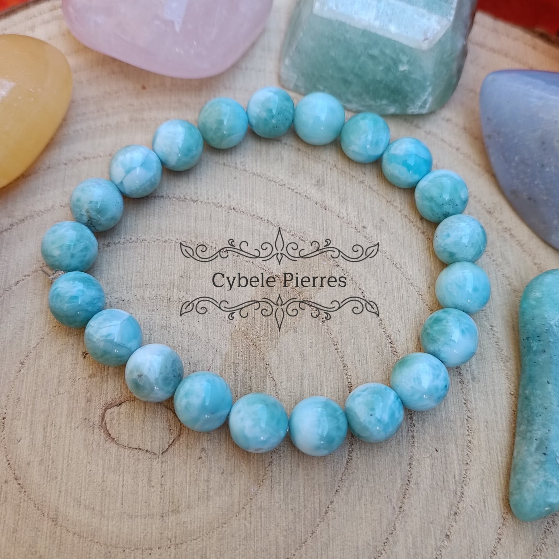 Bracelet Larimar (Pectolite bleue) (9mm) - 18cm et 19cm - Cybele Pierres