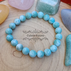 Bracelet Larimar (Pectolite bleue) (9mm) - 18cm et 19cm - Cybele Pierres