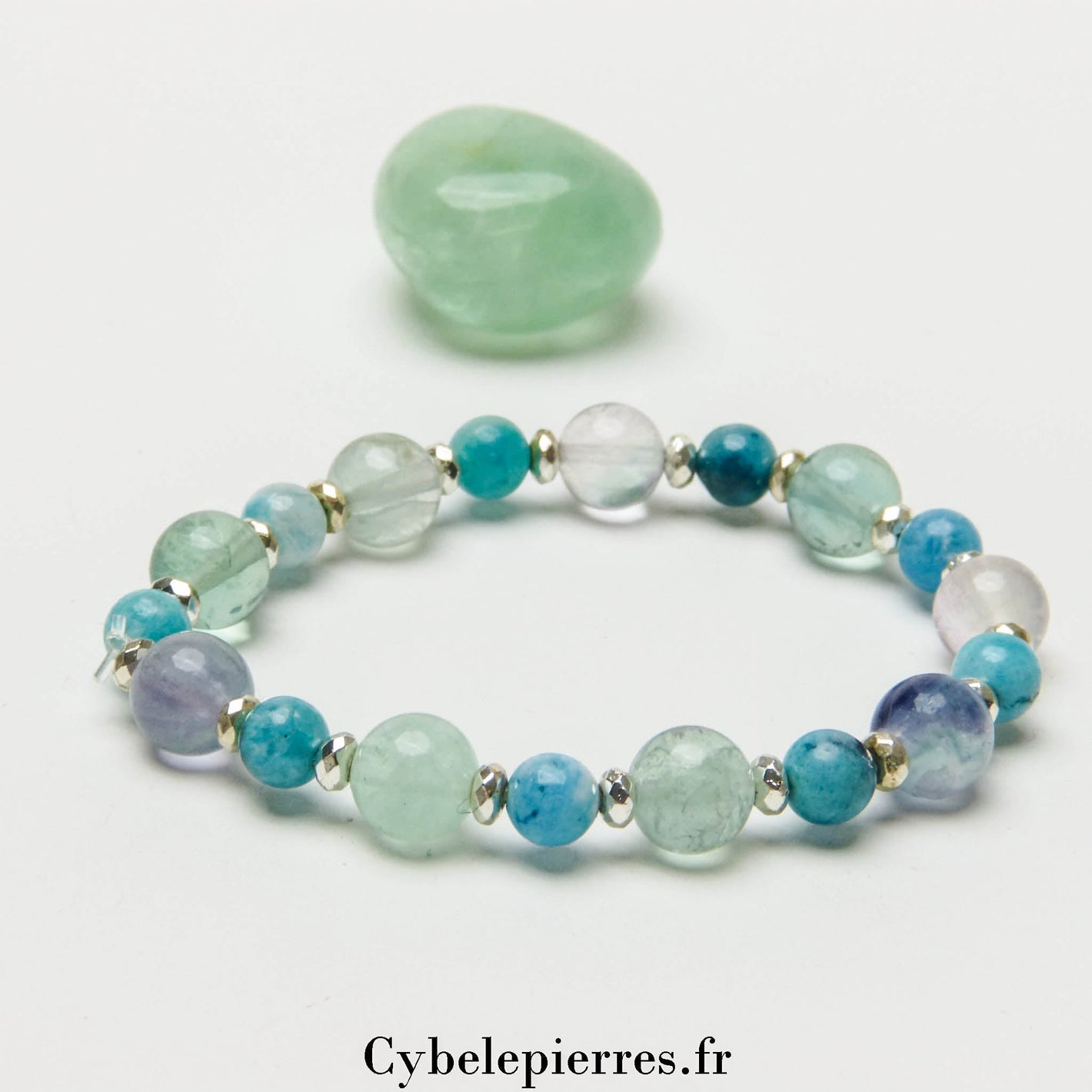 Bracelet Lumière de l’Esprit - Hémimorphite et fluorine (6 et 8mm) - 17cm ou 19cm - Cybele Pierres