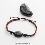 Bracelet macramé Hyperstène Ovale | Protection et Clarté Intérieure - Cybele Pierres