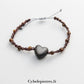 Bracelet macramé Œil de Tigre (4mm) et Cœur en Obsidienne Argentée (2cm) | Protection et Stabilité - Cybele Pierres