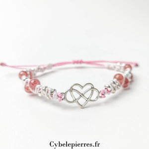 Bracelet Micro - Macramé - Aventurine et Breloques (Cœur et Infini) | Sérénité et Harmonie - Cybele Pierres