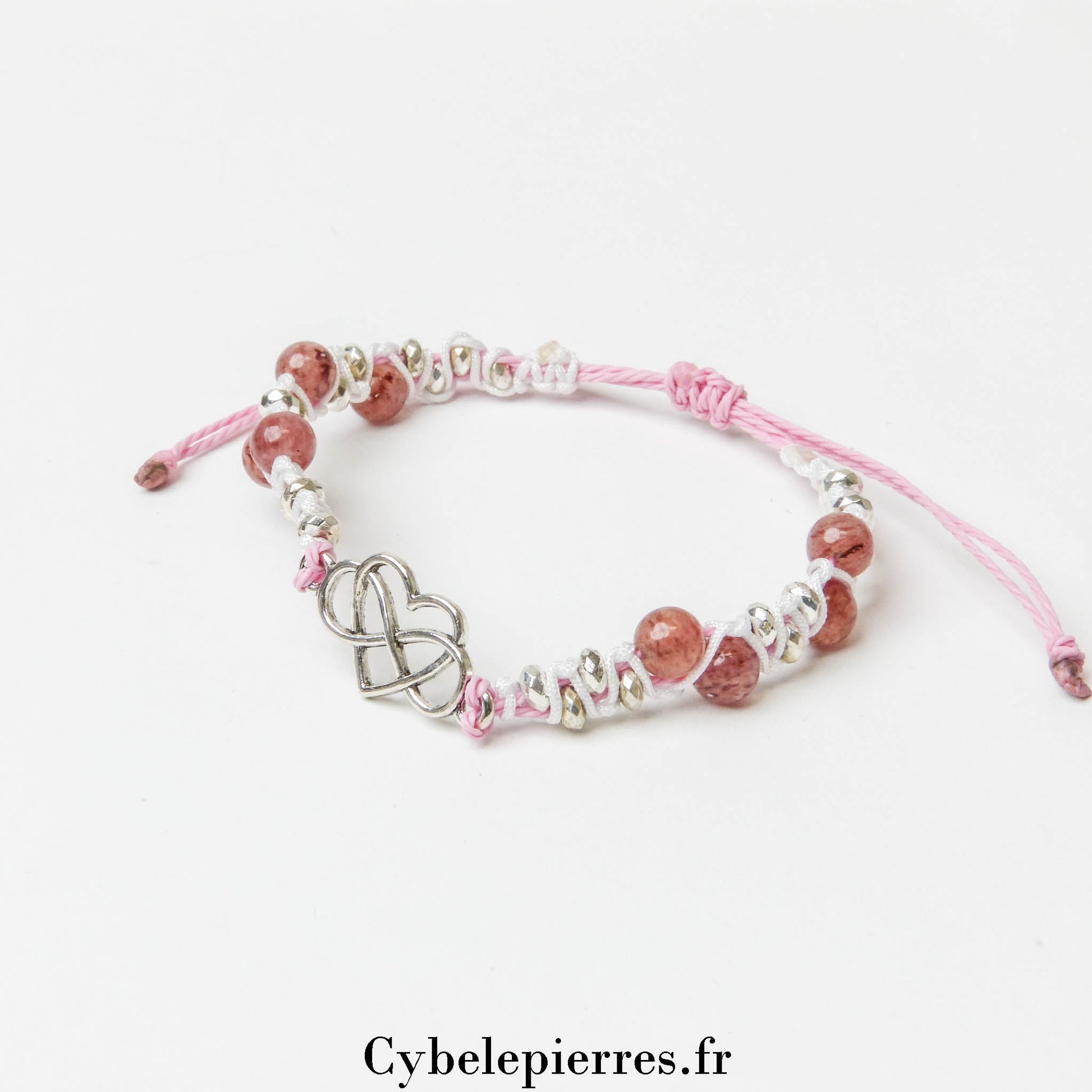 Bracelet Micro - Macramé - Aventurine et Breloques (Cœur et Infini) | Sérénité et Harmonie - Cybele Pierres