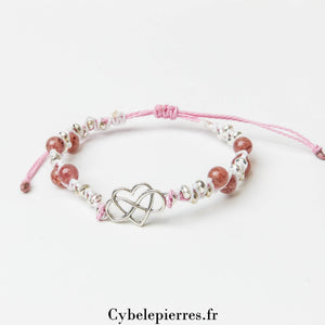 Bracelet Micro - Macramé - Aventurine et Breloques (Cœur et Infini) | Sérénité et Harmonie - Cybele Pierres