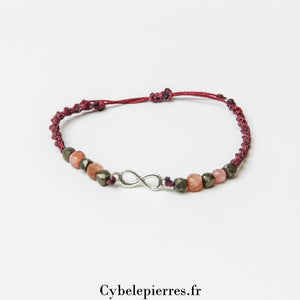 Bracelet Micro - Macramé en Pierre de Soleil et Pyrite | Énergie et Harmonie - Cybele Pierres