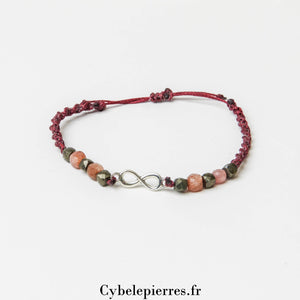 Bracelet Micro - Macramé en Pierre de Soleil et Pyrite | Énergie et Harmonie - Cybele Pierres