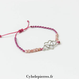 Bracelet Micro - Macramé en Rhodochrosite - Élégance et Harmonie - Cybele Pierres