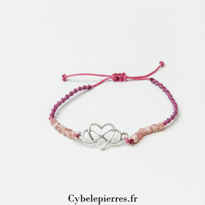 Bracelet Micro - Macramé en Rhodochrosite - Élégance et Harmonie - Cybele Pierres