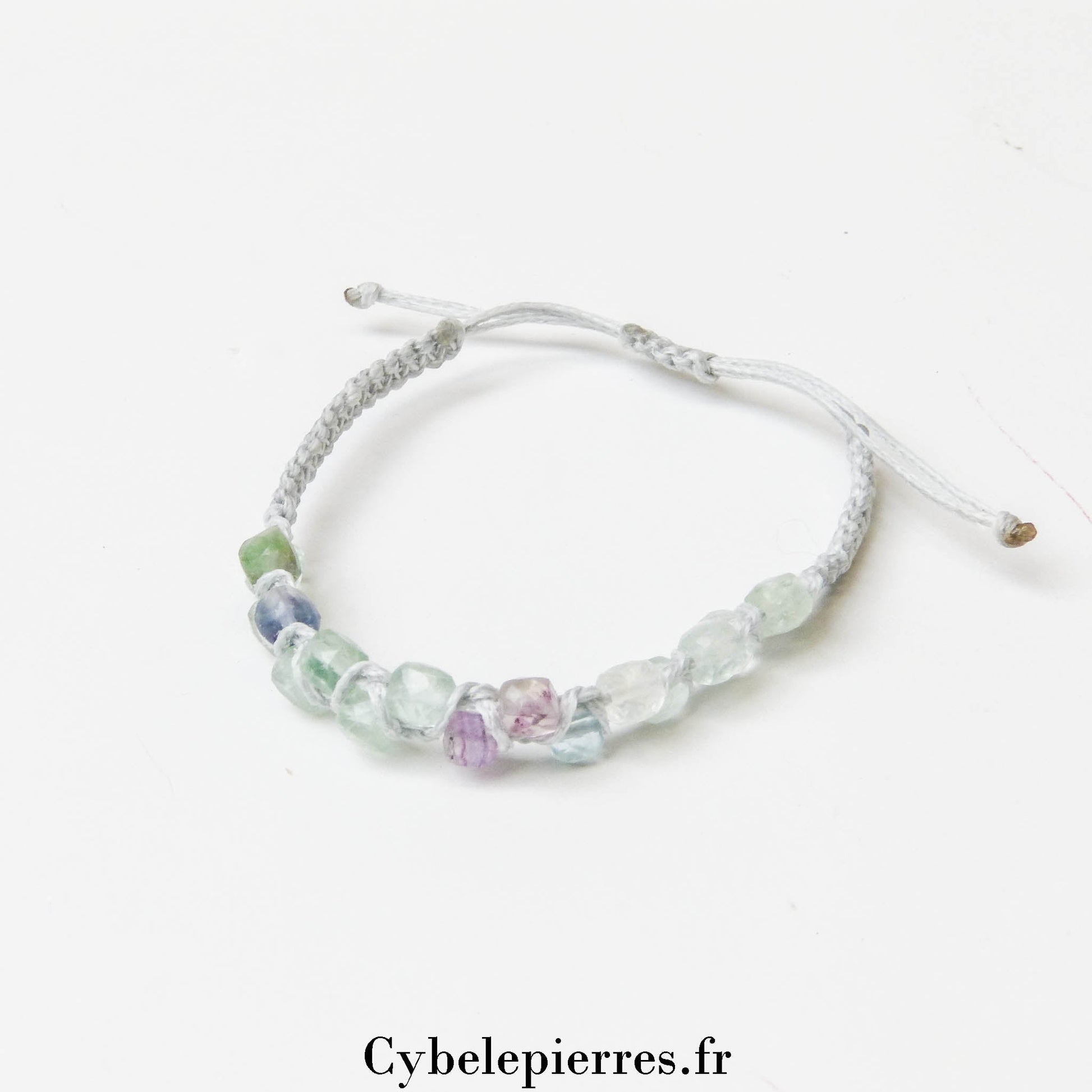 Bracelet Micro - Macramé Fluorite Carrée Facettée | Clarté et Protection Énergétique - Cybele Pierres