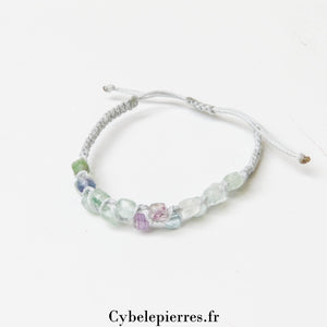 Bracelet Micro - Macramé Fluorite Carrée Facettée | Clarté et Protection Énergétique - Cybele Pierres