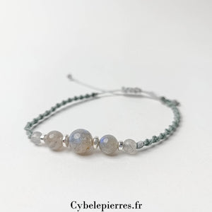 Bracelet Micro - Macramé - Labradorite (6 et 8mm) | Protection et Intuition - Cybele Pierres