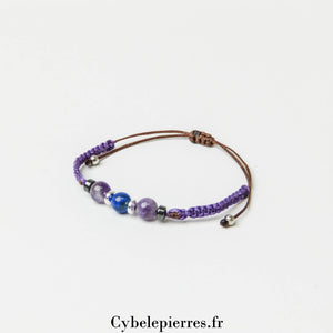 Bracelet Micro - macramé Lapis - Lazuli et Améthyste | Élégance et Harmonie - Cybele Pierres