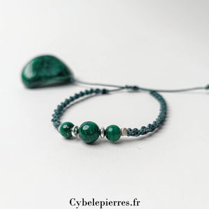 Bracelet Micro - Macramé - Malachite (6 et 8mm) | Harmonie et Protection - Cybele Pierres