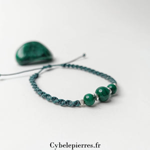 Bracelet Micro - Macramé - Malachite (6 et 8mm) | Harmonie et Protection - Cybele Pierres