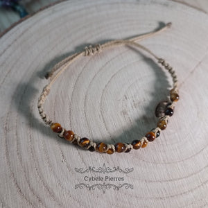 Bracelet Micro - Macramé - Œil de Tigre (4mm) | Force et Protection - Cybele Pierres