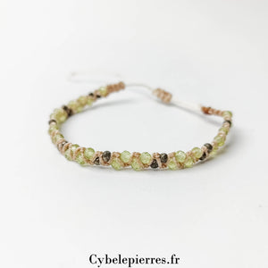 Bracelet Micro - Macramé - Péridot et Pyrite | Énergie et Protection - Cybele Pierres