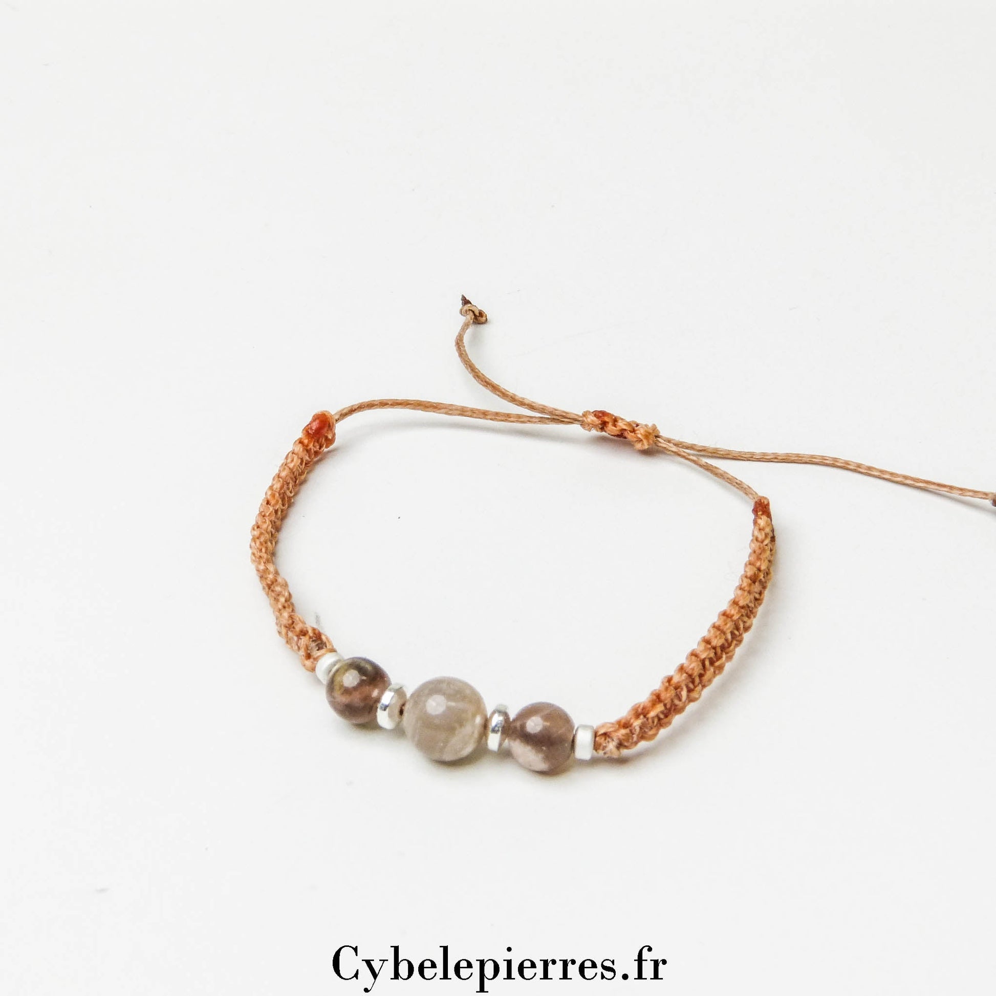Bracelet Micro - Macramé Pierre de Lune (6mm) | Sérénité et Inspiration - Cybele Pierres