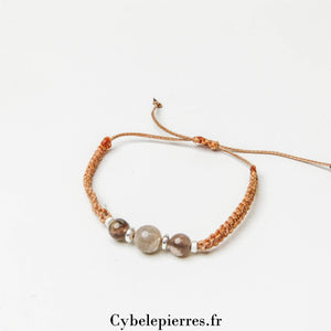 Bracelet Micro - Macramé Pierre de Lune (6mm) | Sérénité et Inspiration - Cybele Pierres